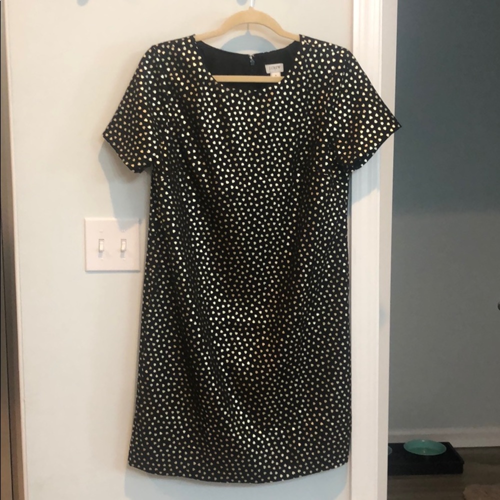 Jcrew Shift Dress, Black With gold hearts